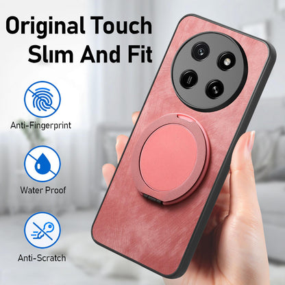 For Honor X80 Pro Max 5G Retro Leather Rotation Round Holder Phone Case - Pink - SYA003088213A
