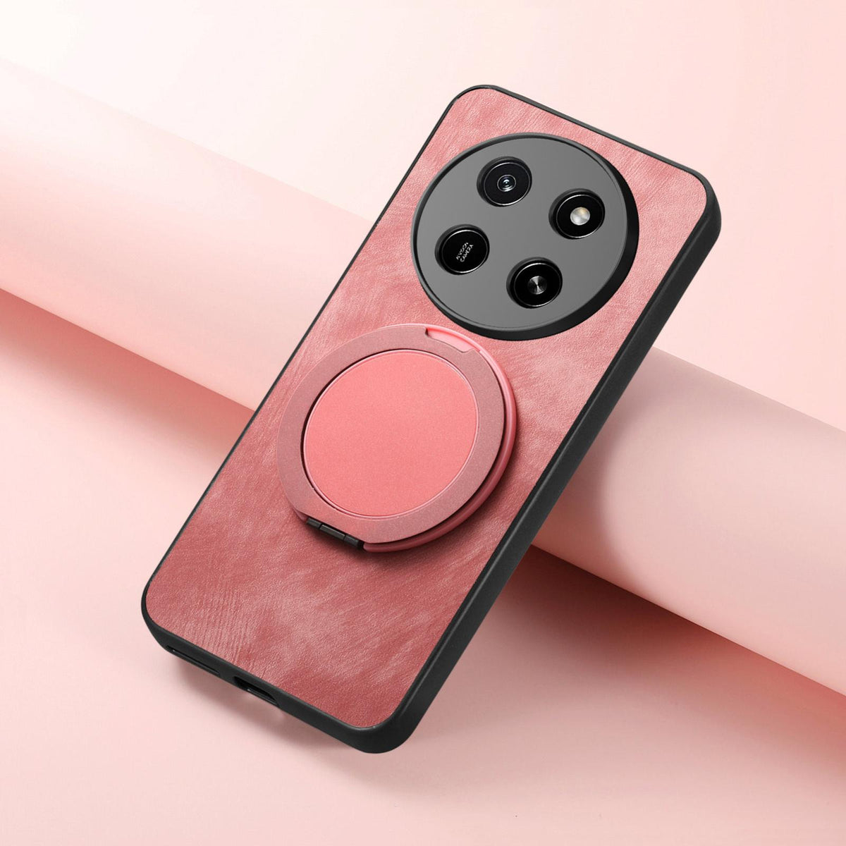 For Honor X80 Pro Max 5G Retro Leather Rotation Round Holder Phone Case - Pink - SYA003088213A