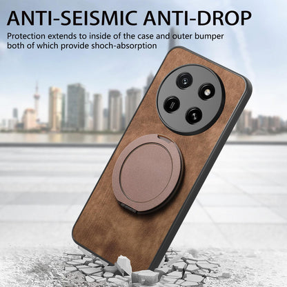 For Honor X80 Pro Max 5G Retro Leather Rotation Round Holder Phone Case - Brown - SYA003088213B