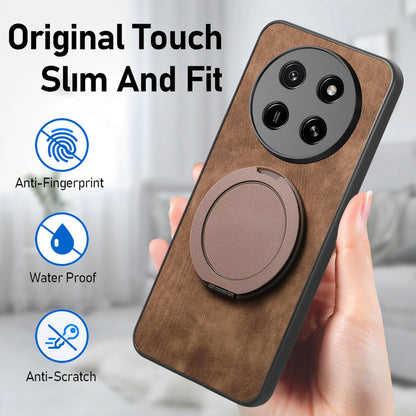 For Honor X80 Pro Max 5G Retro Leather Rotation Round Holder Phone Case - Brown - SYA003088213B