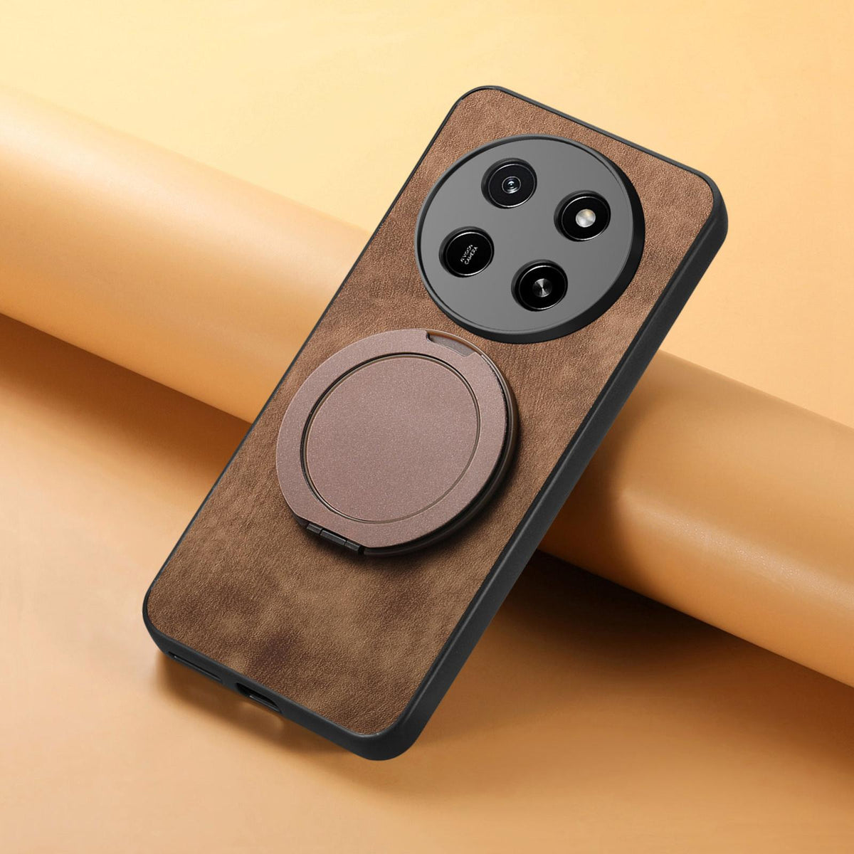 For Honor X80 Pro Max 5G Retro Leather Rotation Round Holder Phone Case - Brown - SYA003088213B