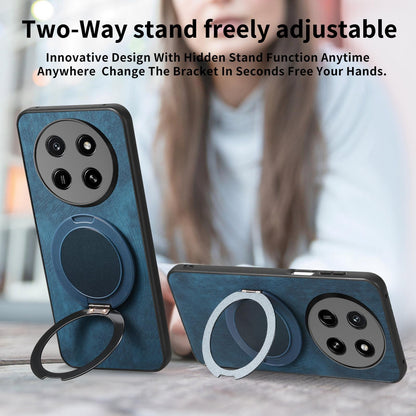 For Honor X80 Pro Max 5G Retro Leather Rotation Round Holder Phone Case - Blue - SYA003088213D