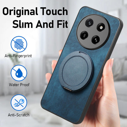 For Honor X80 Pro Max 5G Retro Leather Rotation Round Holder Phone Case - Blue - SYA003088213D