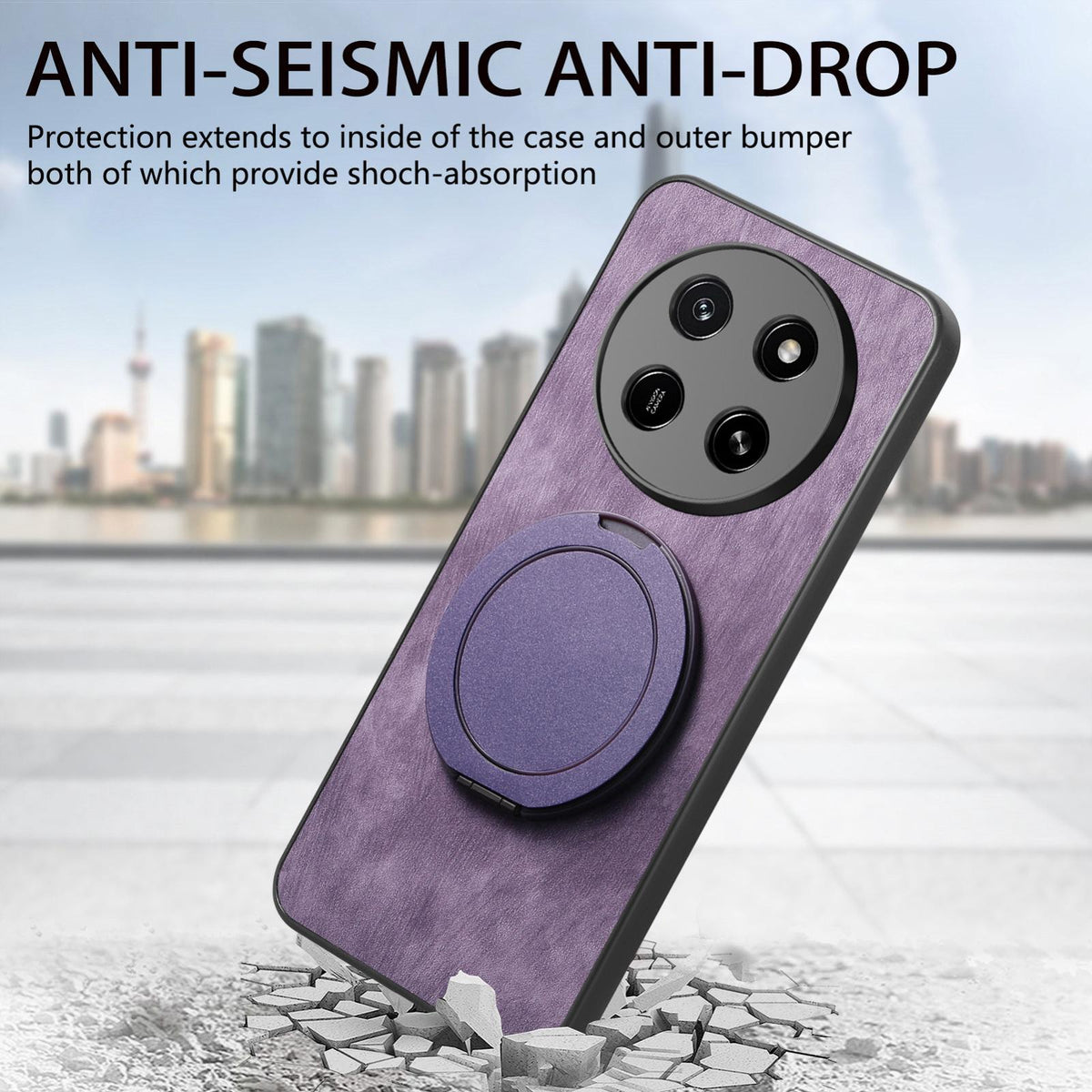 For Honor X80 Pro Max 5G Retro Leather Rotation Round Holder Phone Case - Purple - SYA003088213E