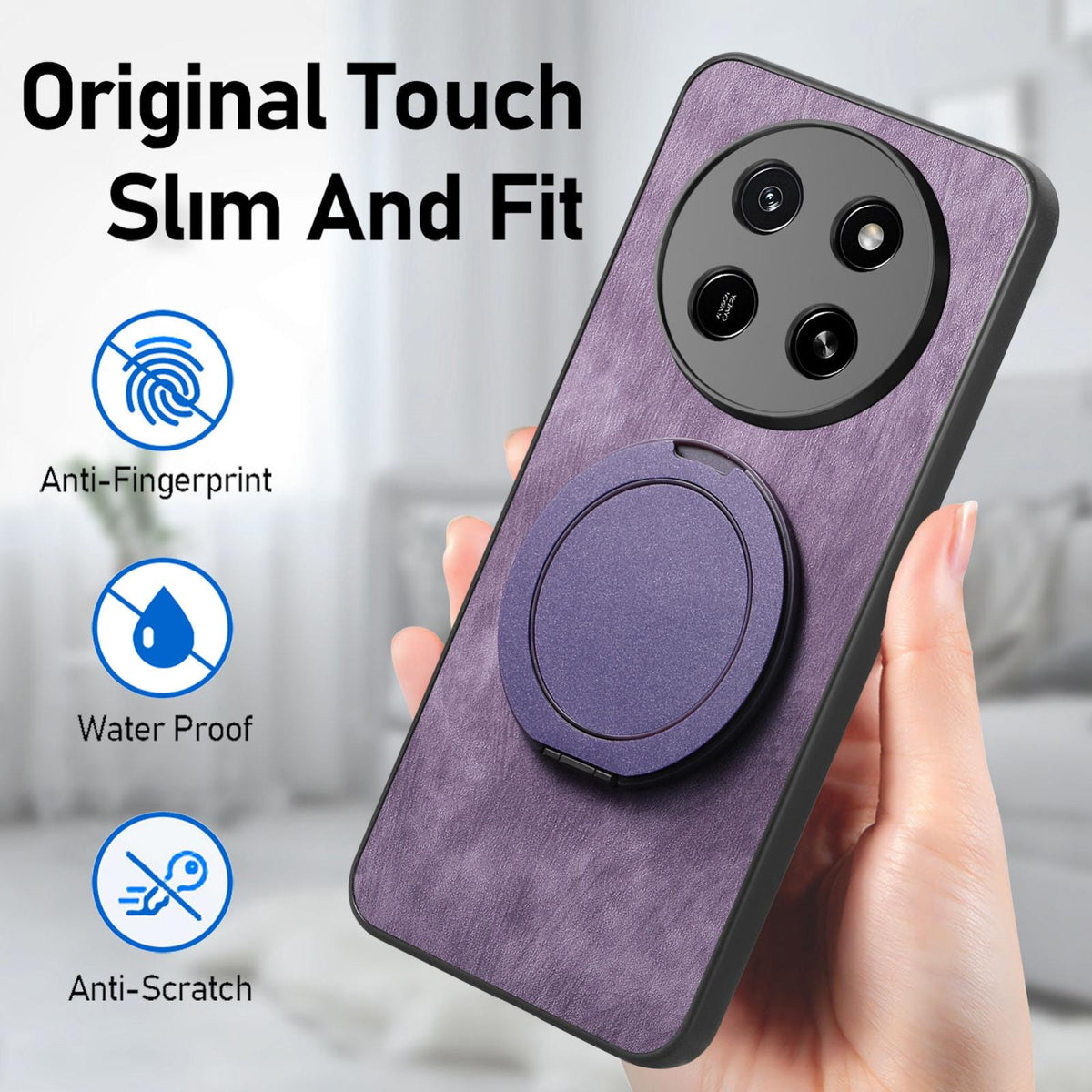 For Honor X80 Pro Max 5G Retro Leather Rotation Round Holder Phone Case - Purple - SYA003088213E