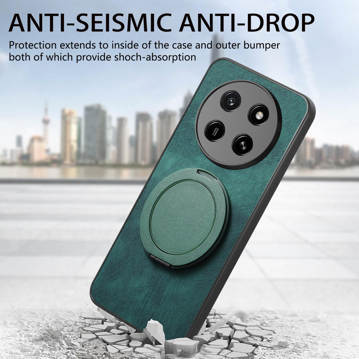 For Honor X80 Pro Max 5G Retro Leather Rotation Round Holder Phone Case - Green - SYA003088213F