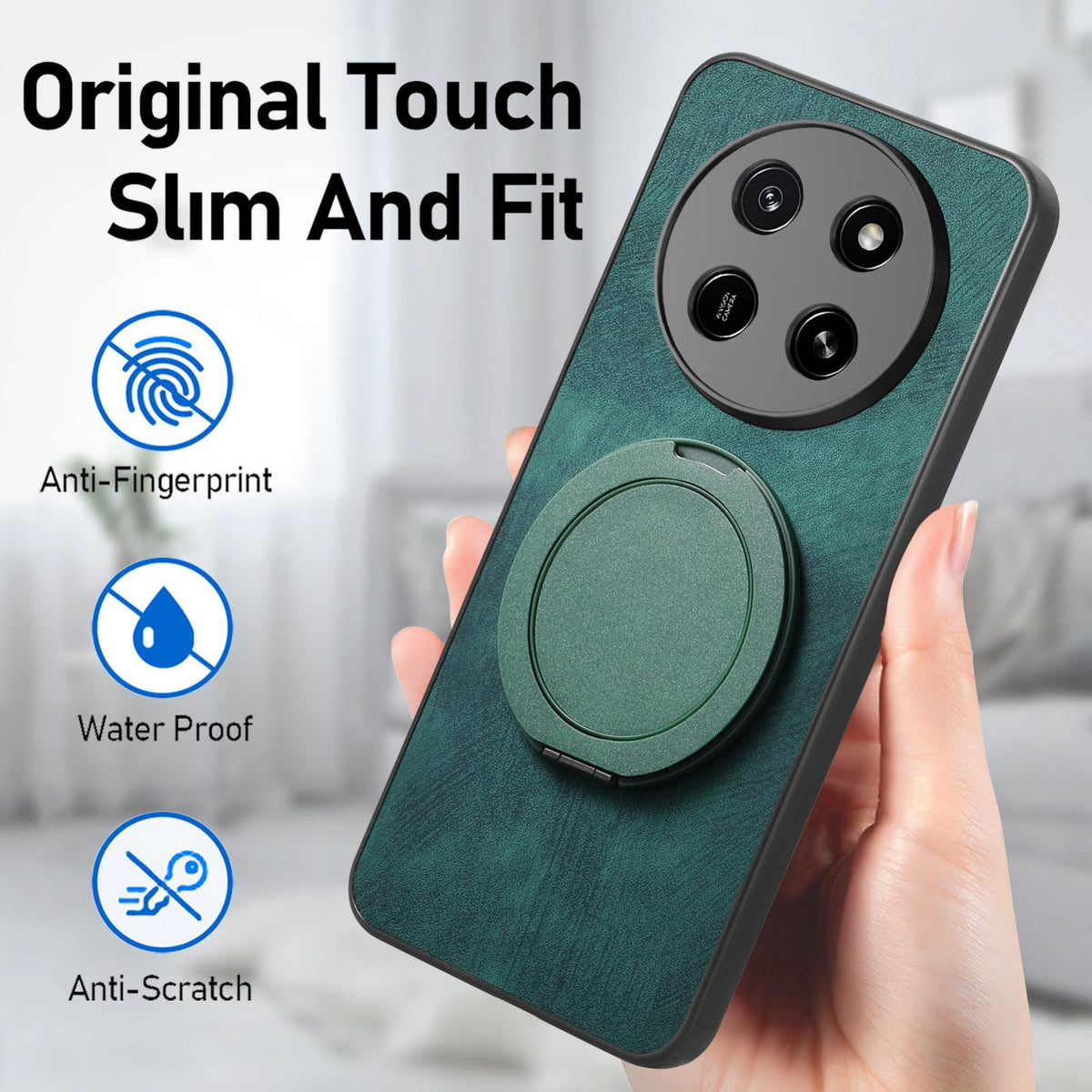 For Honor X80 Pro Max 5G Retro Leather Rotation Round Holder Phone Case - Green - SYA003088213F