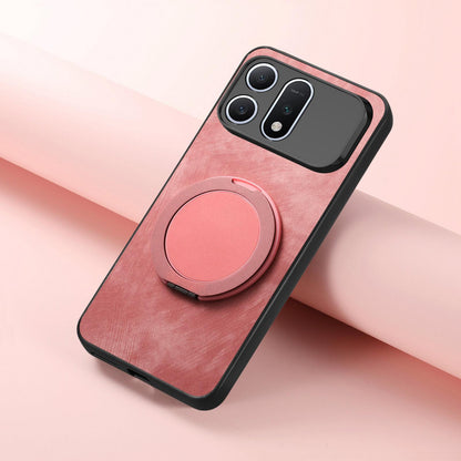 For Honor Win Turbo 5G Retro Leather Rotation Round Holder Phone Case - Pink - SYA003088214A