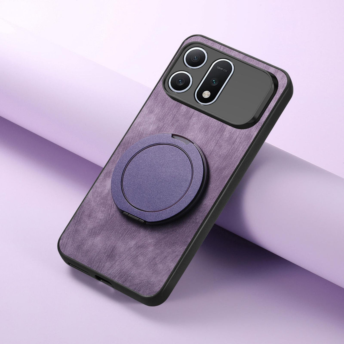 For Honor Win Turbo 5G Retro Leather Rotation Round Holder Phone Case - Purple - SYA003088214E