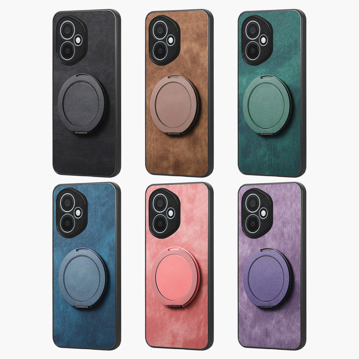 For Honor Win Turbo 5G Retro Leather Rotation Round Holder Phone Case - Pink - SYA003088214A