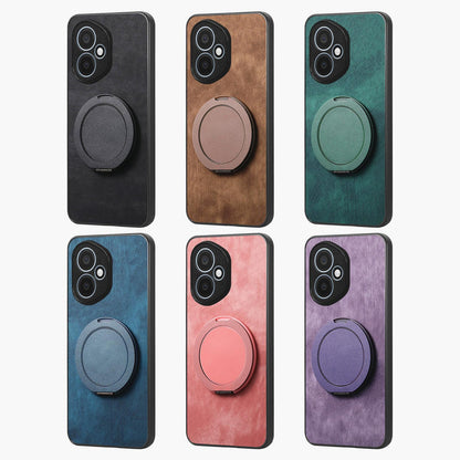 For Honor X80 Pro Max 5G Retro Leather Rotation Round Holder Phone Case - Pink - SYA003088213A