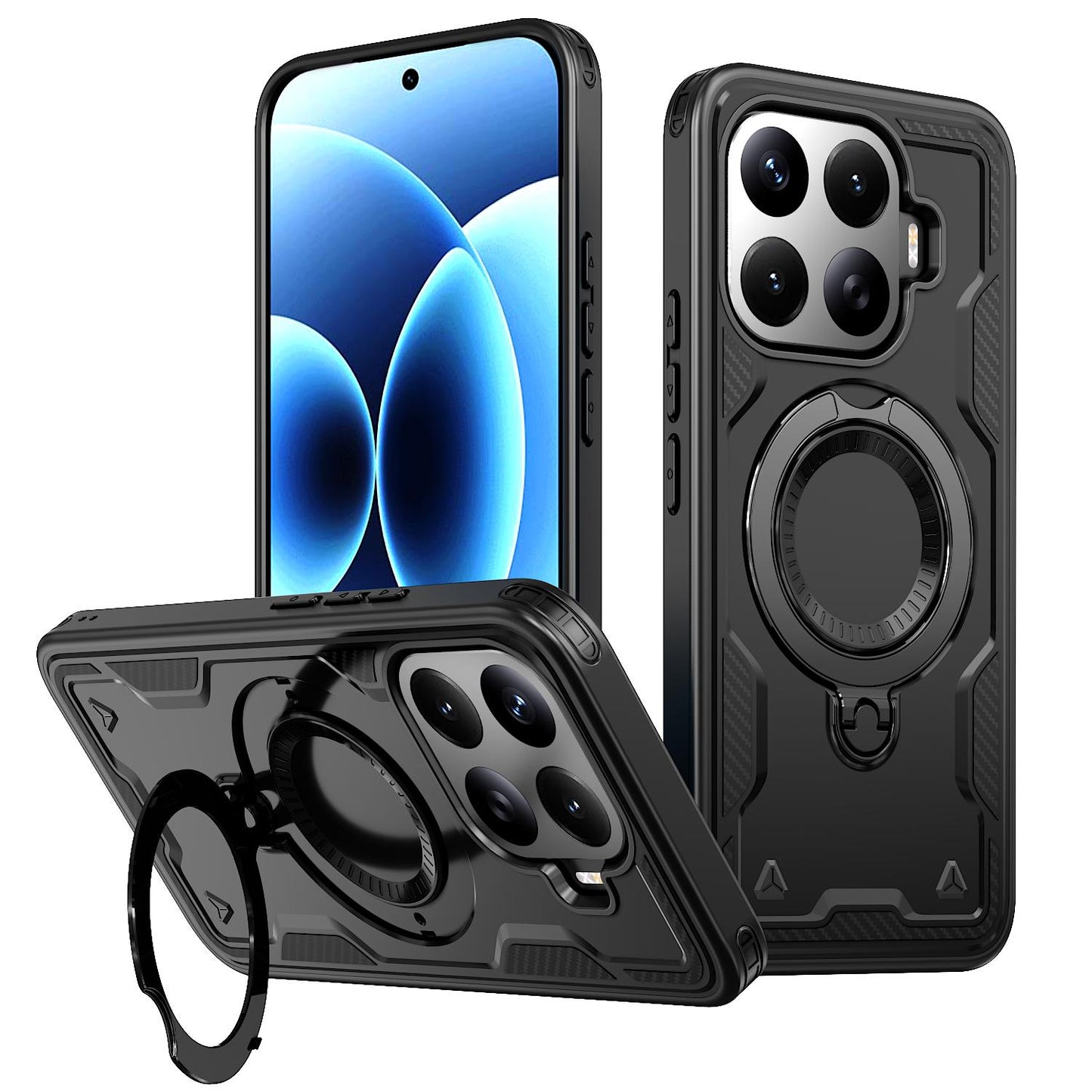 For Xiaomi 17T Pro 5G Kalebol PC Hybrid TPU Armor MagSafe Ring Holder Phone Case(Black)