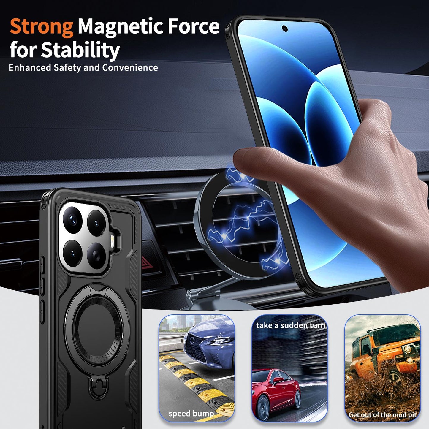 For Xiaomi 17T Pro 5G Kalebol PC Hybrid TPU Armor MagSafe Ring Holder Phone Case(Black)