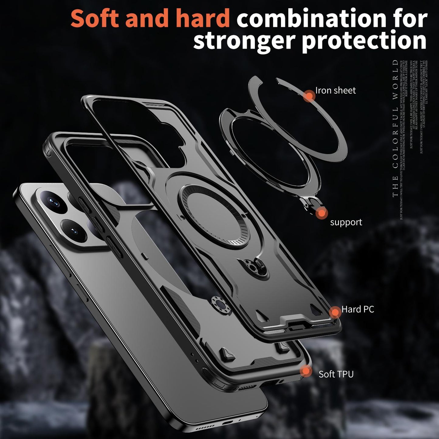 For Xiaomi 17T Pro 5G Kalebol PC Hybrid TPU Armor MagSafe Ring Holder Phone Case(Black)