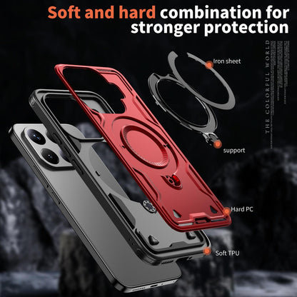 For Xiaomi 17T Pro 5G Kalebol PC Hybrid TPU Armor MagSafe Ring Holder Phone Case(Red)