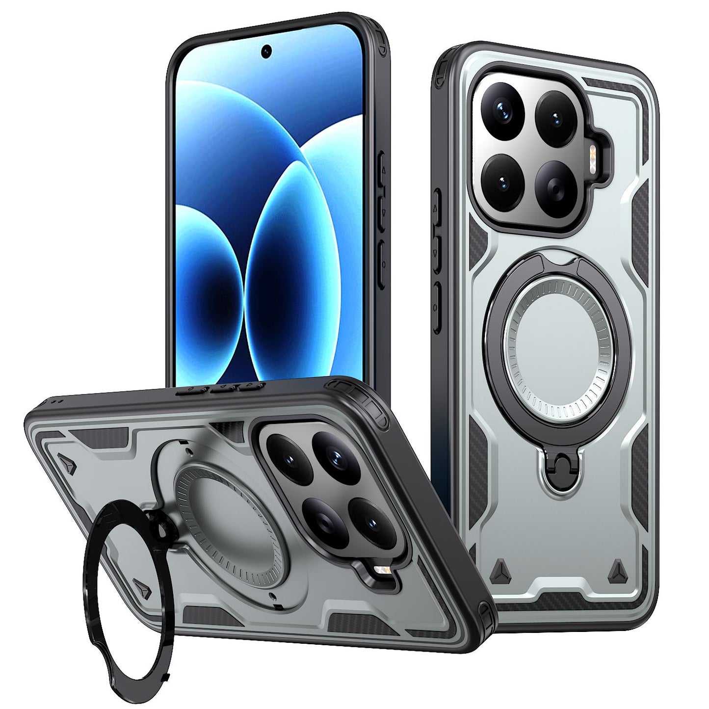For Xiaomi 17T Pro 5G Kalebol PC Hybrid TPU Armor MagSafe Ring Holder Phone Case(Gray)