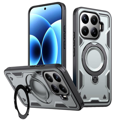 For Xiaomi 17T Pro 5G Kalebol PC Hybrid TPU Armor MagSafe Ring Holder Phone Case(Gray)