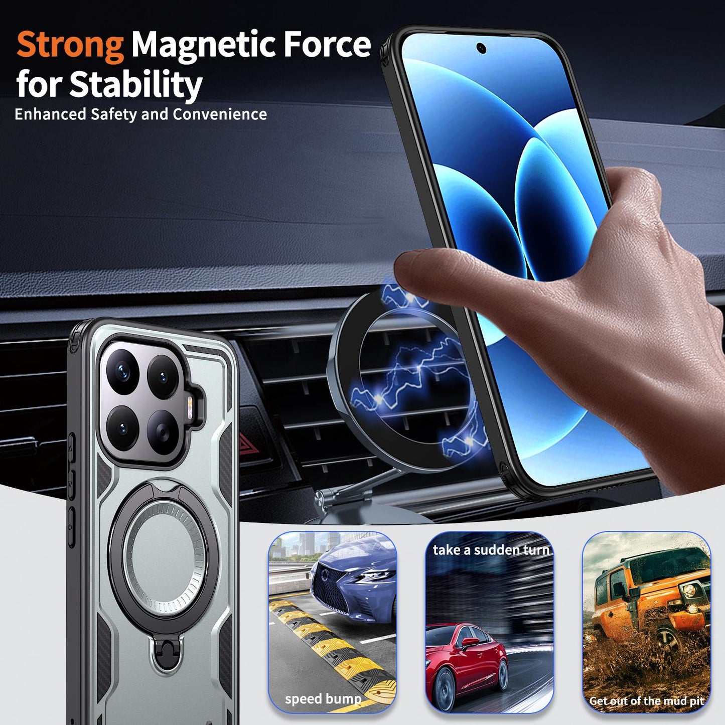 For Xiaomi 17T Pro 5G Kalebol PC Hybrid TPU Armor MagSafe Ring Holder Phone Case(Gray)