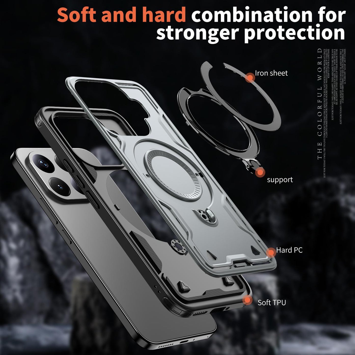 For Xiaomi 17T Pro 5G Kalebol PC Hybrid TPU Armor MagSafe Ring Holder Phone Case(Gray)