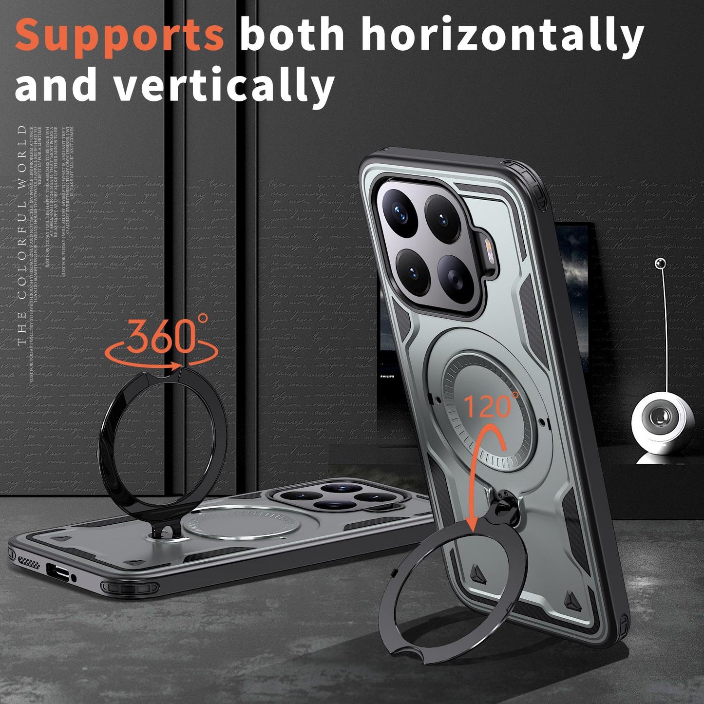 For Xiaomi 17T Pro 5G Kalebol PC Hybrid TPU Armor MagSafe Ring Holder Phone Case(Gray)