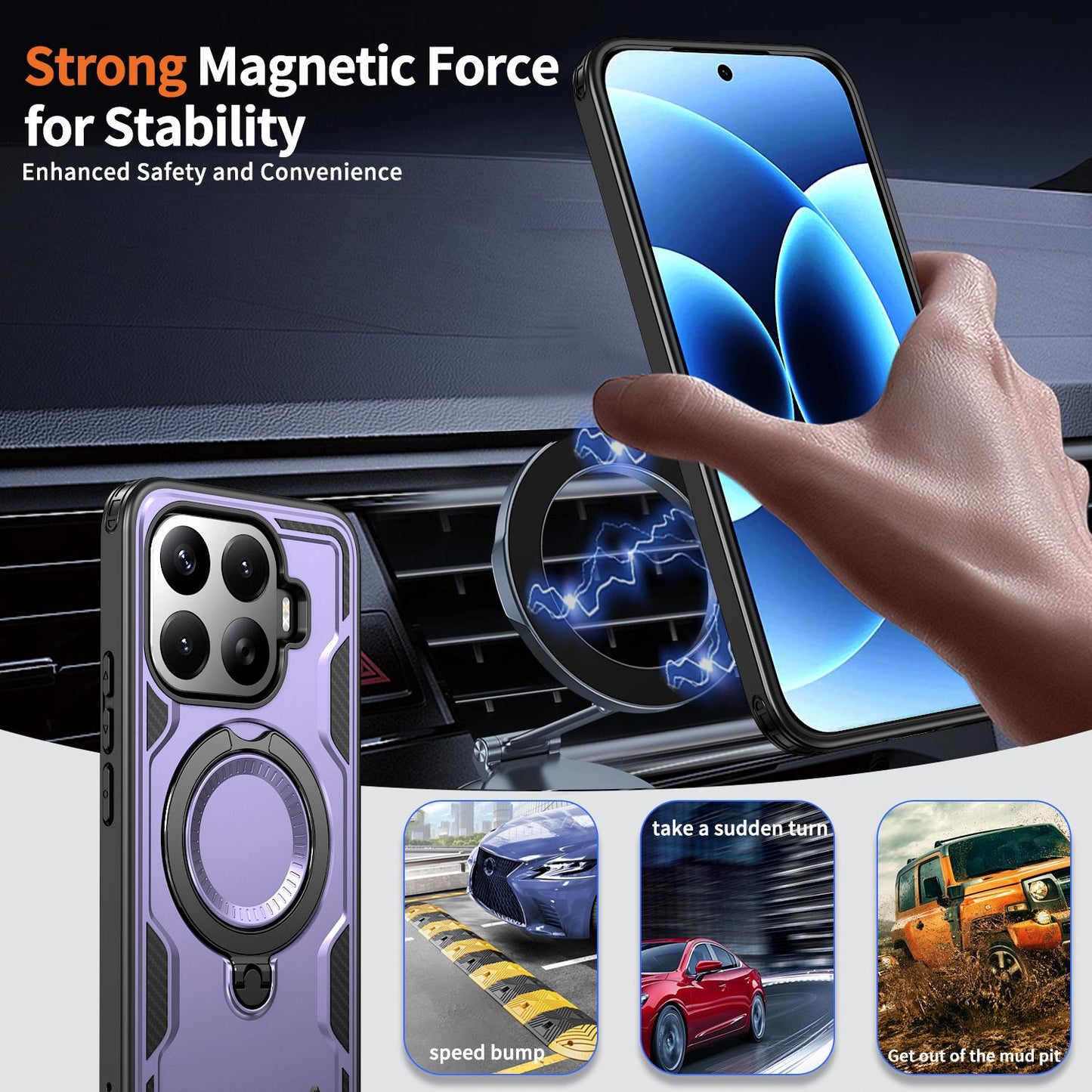 For Xiaomi 17T Pro 5G Kalebol PC Hybrid TPU Armor MagSafe Ring Holder Phone Case(Purple)