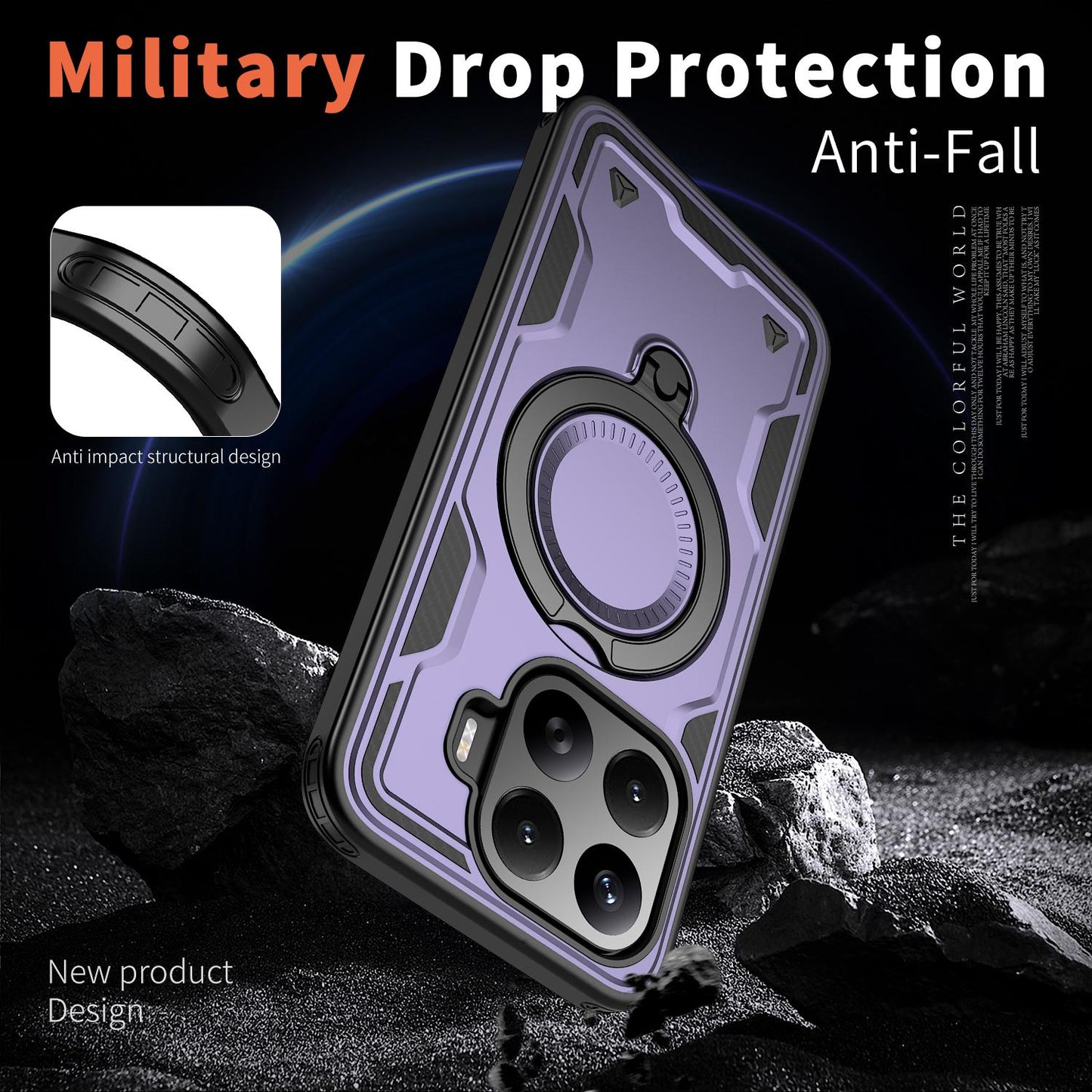 For Xiaomi 17T Pro 5G Kalebol PC Hybrid TPU Armor MagSafe Ring Holder Phone Case(Purple)
