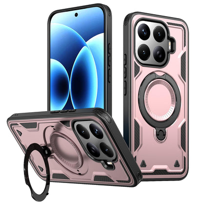 For Xiaomi 17T Pro 5G Kalebol PC Hybrid TPU Armor MagSafe Ring Holder Phone Case(Rose Gold)
