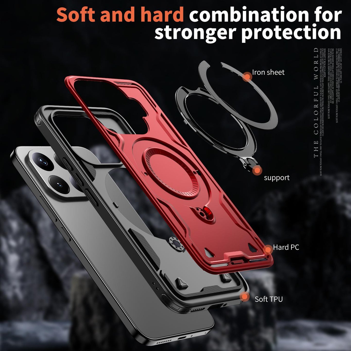 For Xiaomi 17T 5G Kalebol PC Hybrid TPU Armor MagSafe Ring Holder Phone Case(Red)