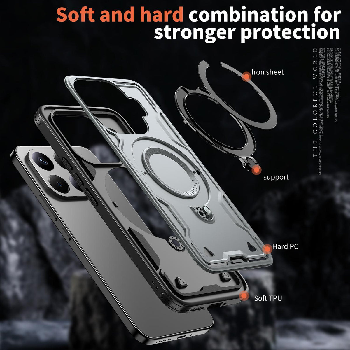 For Xiaomi 17T 5G Kalebol PC Hybrid TPU Armor MagSafe Ring Holder Phone Case - Gray - SYA003123303C