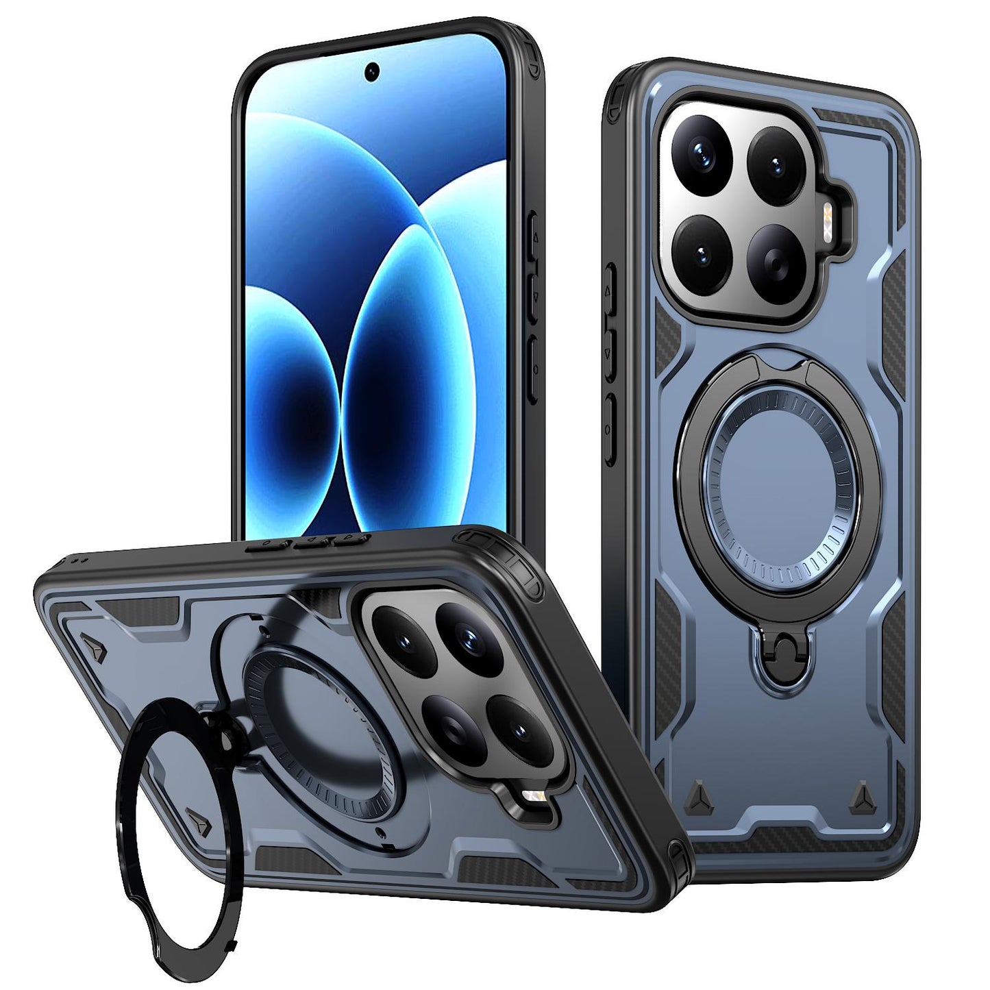 For Xiaomi 17T 5G Kalebol PC Hybrid TPU Armor MagSafe Ring Holder Phone Case(Blue)