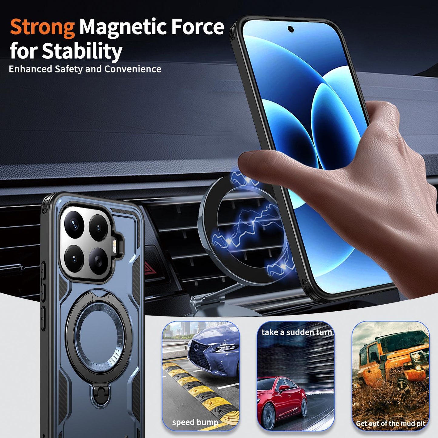 For Xiaomi 17T 5G Kalebol PC Hybrid TPU Armor MagSafe Ring Holder Phone Case(Blue)