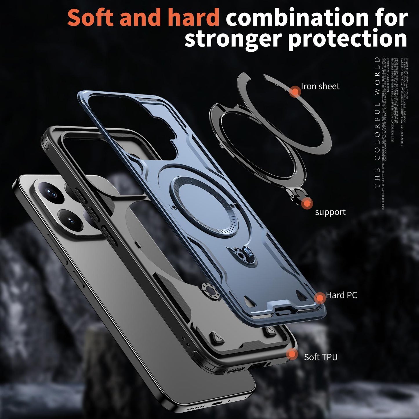 For Xiaomi 17T 5G Kalebol PC Hybrid TPU Armor MagSafe Ring Holder Phone Case(Blue)