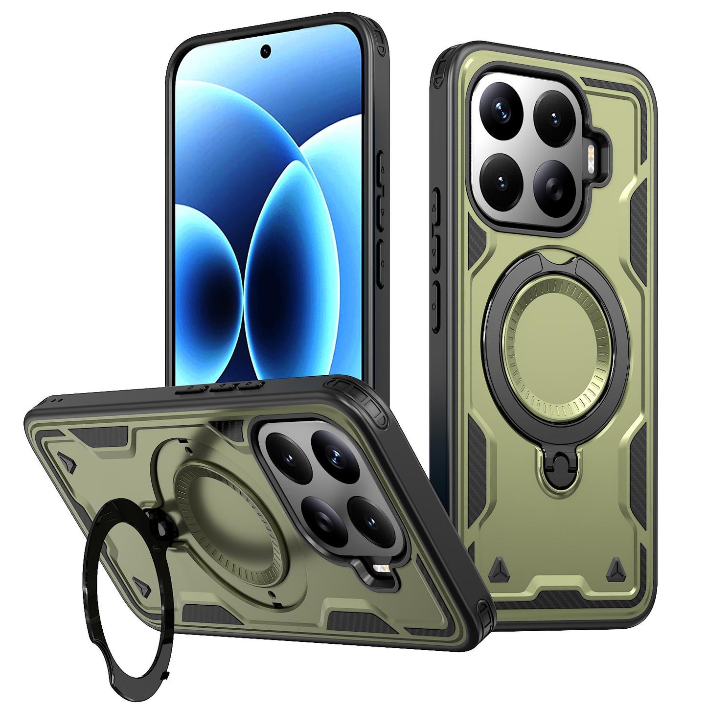 For Xiaomi 17T 5G Kalebol PC Hybrid TPU Armor MagSafe Ring Holder Phone Case(Green)