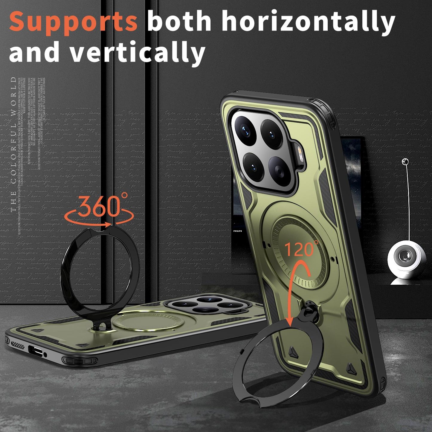 For Xiaomi 17T 5G Kalebol PC Hybrid TPU Armor MagSafe Ring Holder Phone Case(Green)