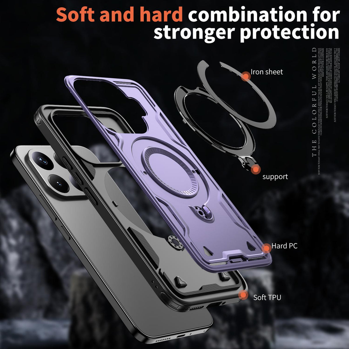 For Xiaomi 17T 5G Kalebol PC Hybrid TPU Armor MagSafe Ring Holder Phone Case - Purple - SYA003123303F