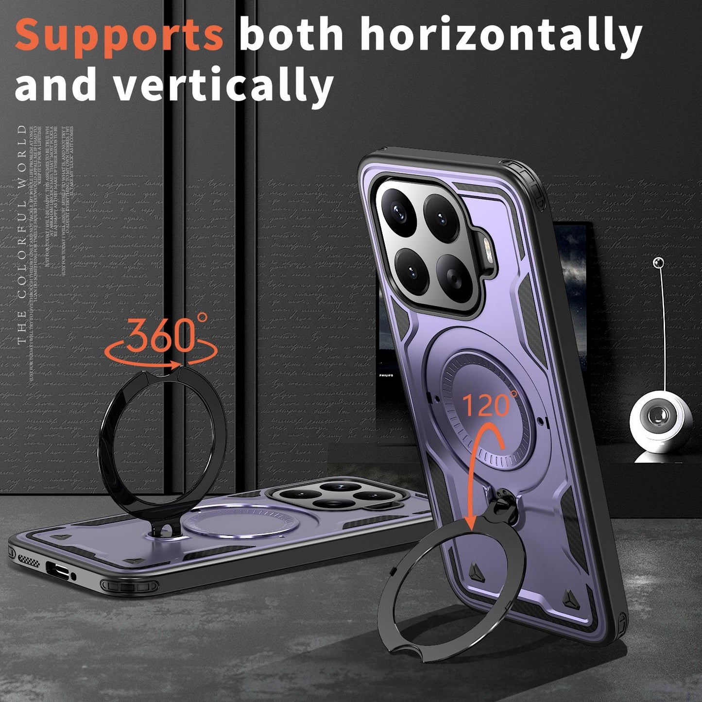 For Xiaomi 17T 5G Kalebol PC Hybrid TPU Armor MagSafe Ring Holder Phone Case(Purple)