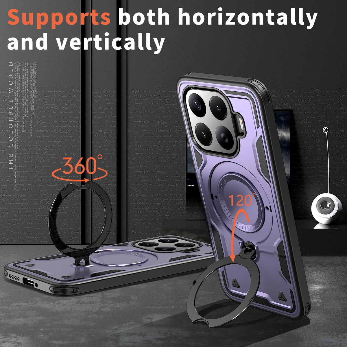 For Xiaomi 17T 5G Kalebol PC Hybrid TPU Armor MagSafe Ring Holder Phone Case - Purple - SYA003123303F