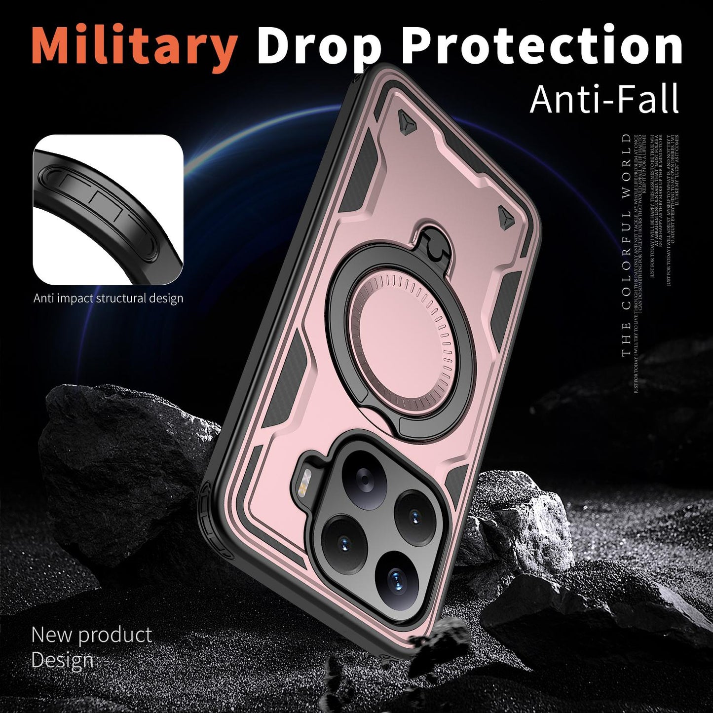 For Xiaomi 17T 5G Kalebol PC Hybrid TPU Armor MagSafe Ring Holder Phone Case(Rose Gold)