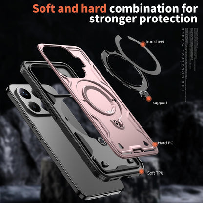 For Xiaomi 17T 5G Kalebol PC Hybrid TPU Armor MagSafe Ring Holder Phone Case(Rose Gold)