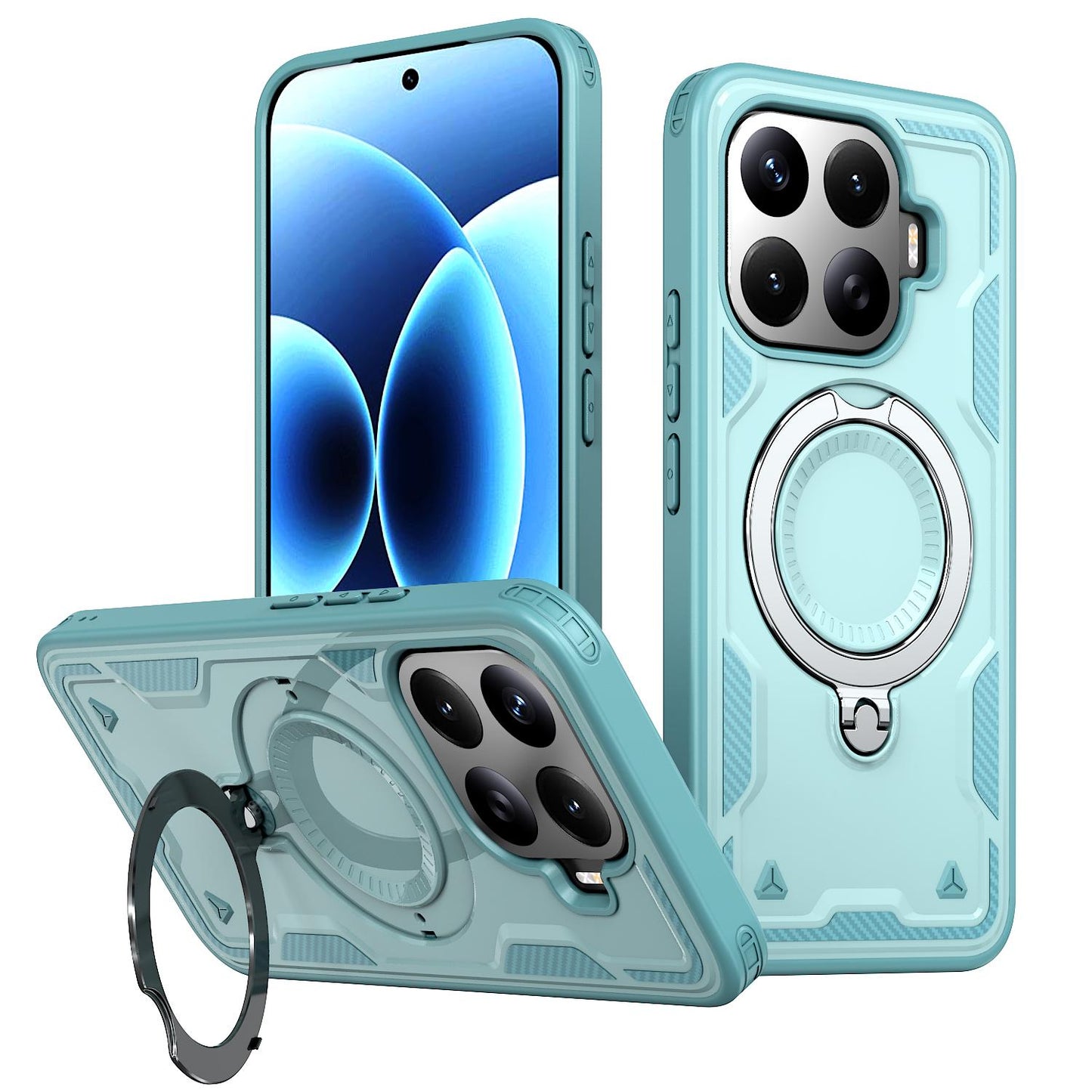 For Xiaomi 17T 5G Kalebol PC Hybrid TPU Armor MagSafe Ring Holder Phone Case(Tiffany Blue)