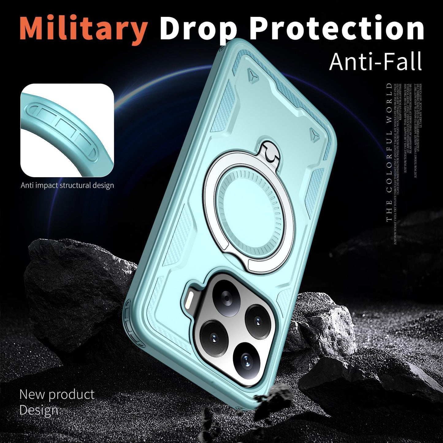 For Xiaomi 17T 5G Kalebol PC Hybrid TPU Armor MagSafe Ring Holder Phone Case(Tiffany Blue)