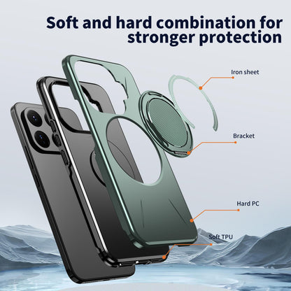 For Xiaomi 17T Pro 5G Kalebol Magnetic MagSafe Rotation Holder PC Phone Case(Grey Green)