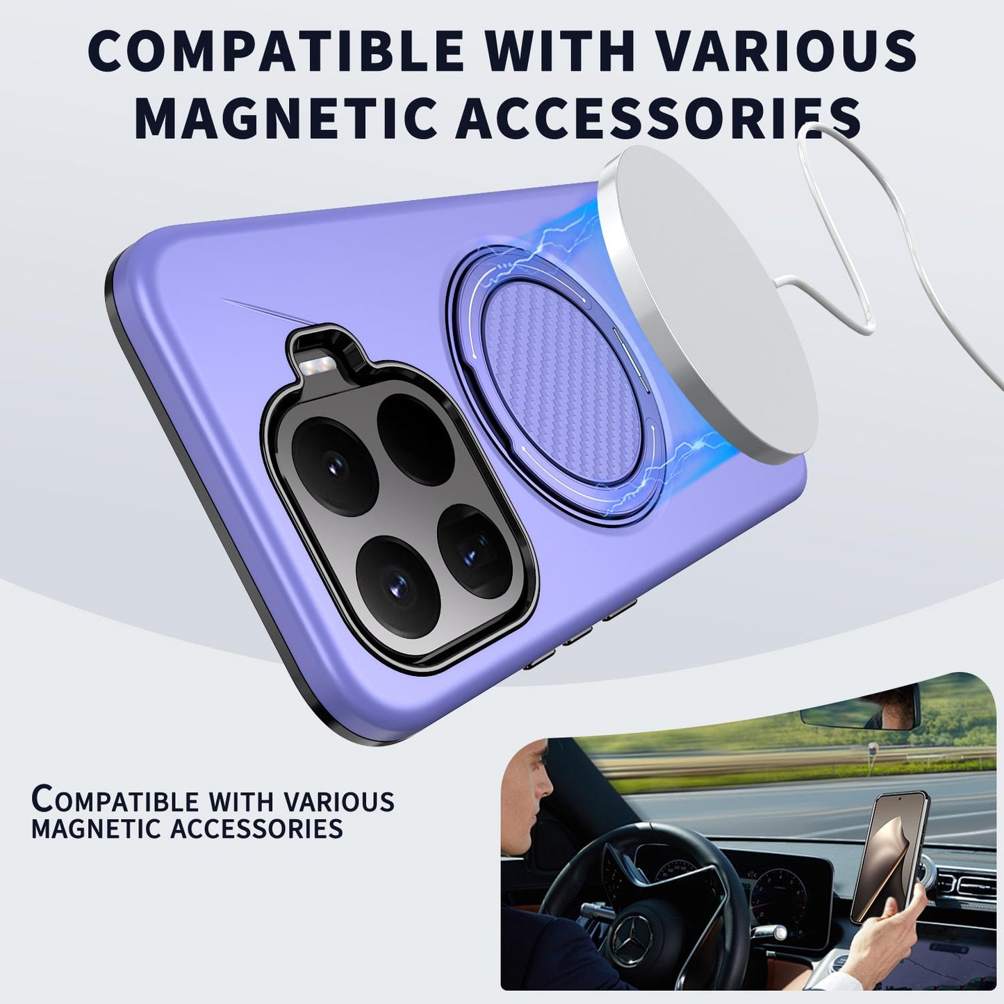 For Xiaomi 17T Pro 5G Kalebol Magnetic MagSafe Rotation Holder PC Phone Case(Lilac)