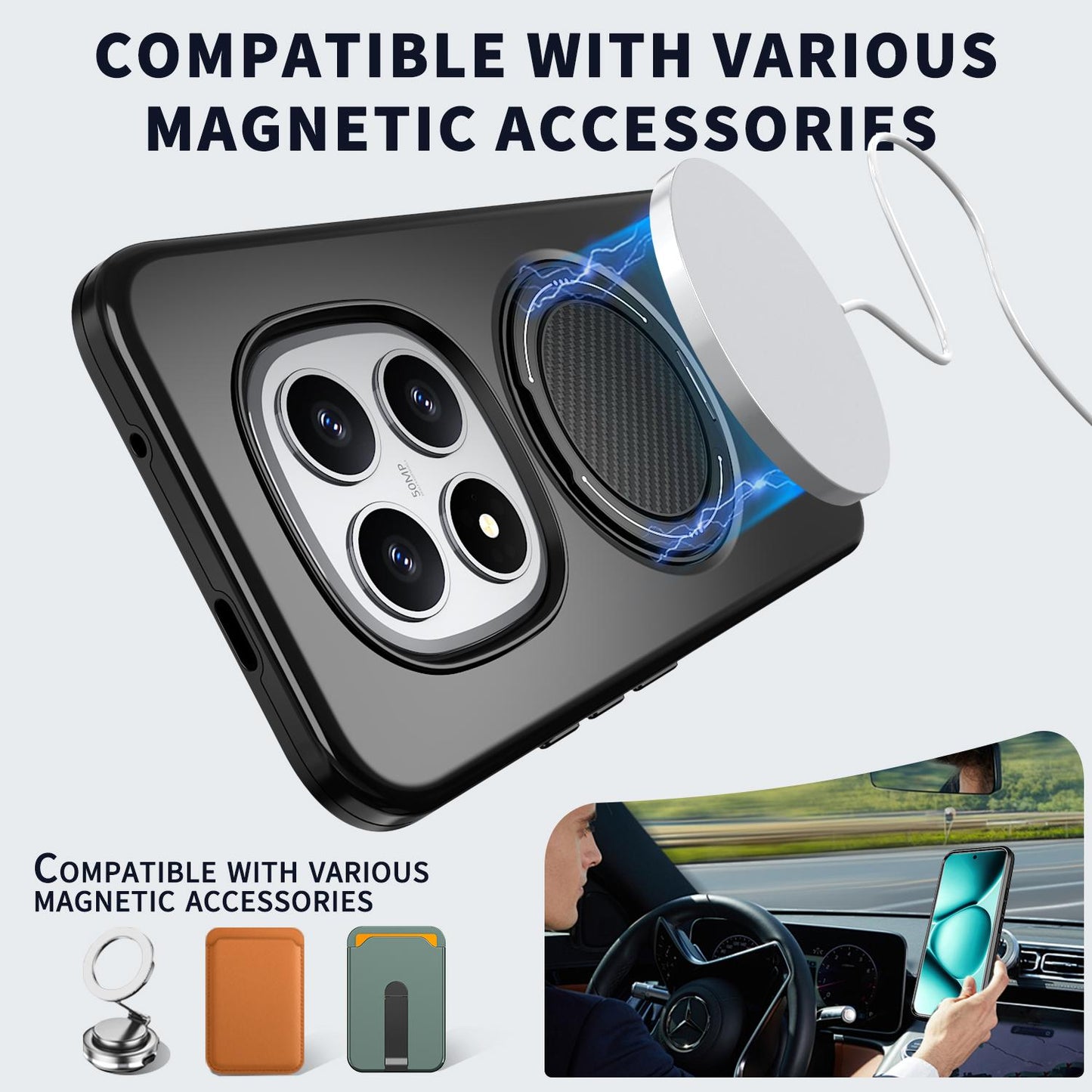 For Redmi Note 15 Pro 5G Global 163.6mm Kalebol Magnetic MagSafe Rotation Holder PC Phone Case(Black)