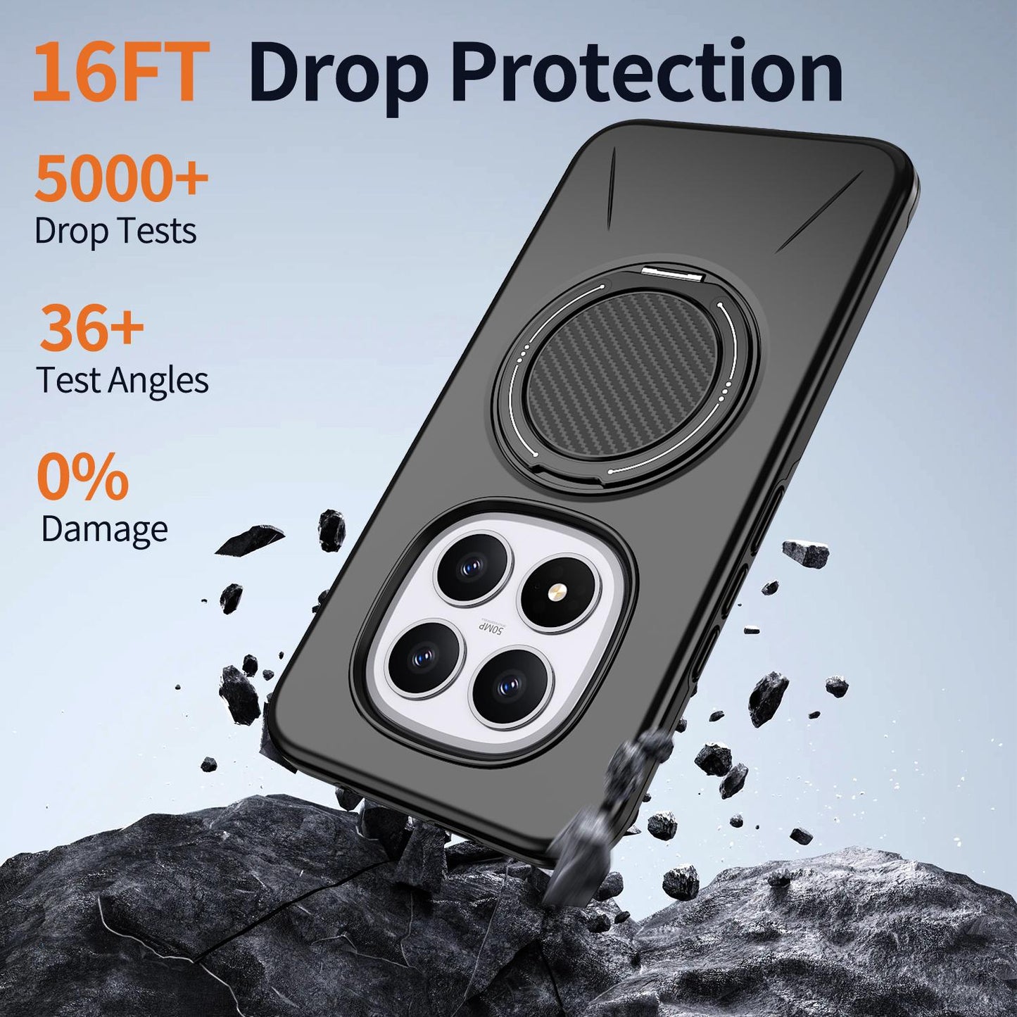 For Redmi Note 15 Pro 5G Global 163.6mm Kalebol Magnetic MagSafe Rotation Holder PC Phone Case(Black)