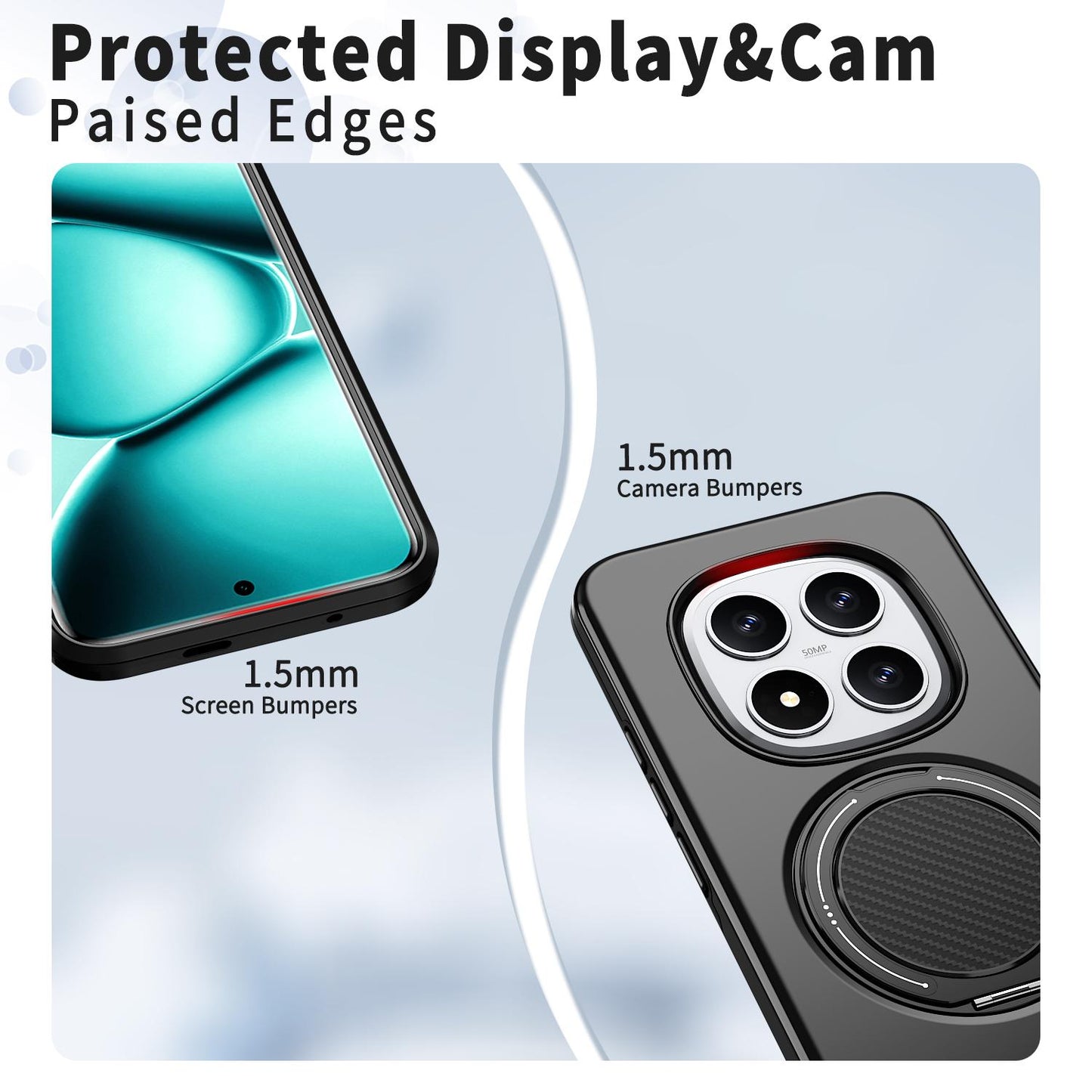For Redmi Note 15 Pro 5G Global 163.6mm Kalebol Magnetic MagSafe Rotation Holder PC Phone Case(Black)