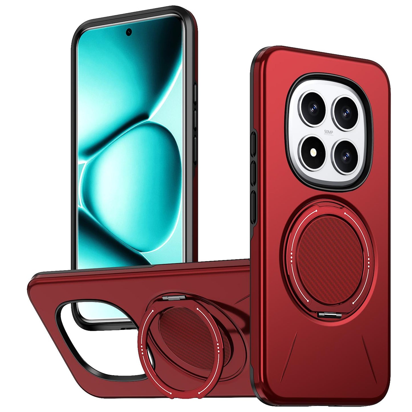 For Redmi Note 15 Pro 5G Global 163.6mm Kalebol Magnetic MagSafe Rotation Holder PC Phone Case(Red)
