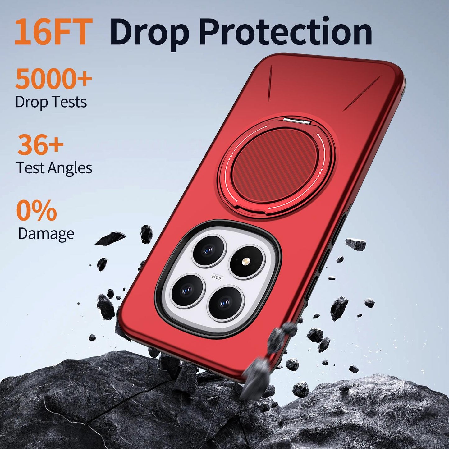 For Redmi Note 15 Pro 5G Global 163.6mm Kalebol Magnetic MagSafe Rotation Holder PC Phone Case(Red)