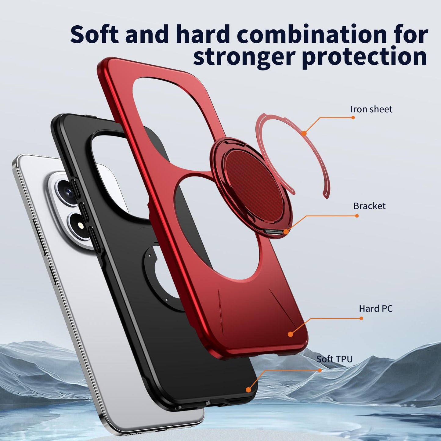 For Redmi Note 15 Pro 5G Global 163.6mm Kalebol Magnetic MagSafe Rotation Holder PC Phone Case(Red)