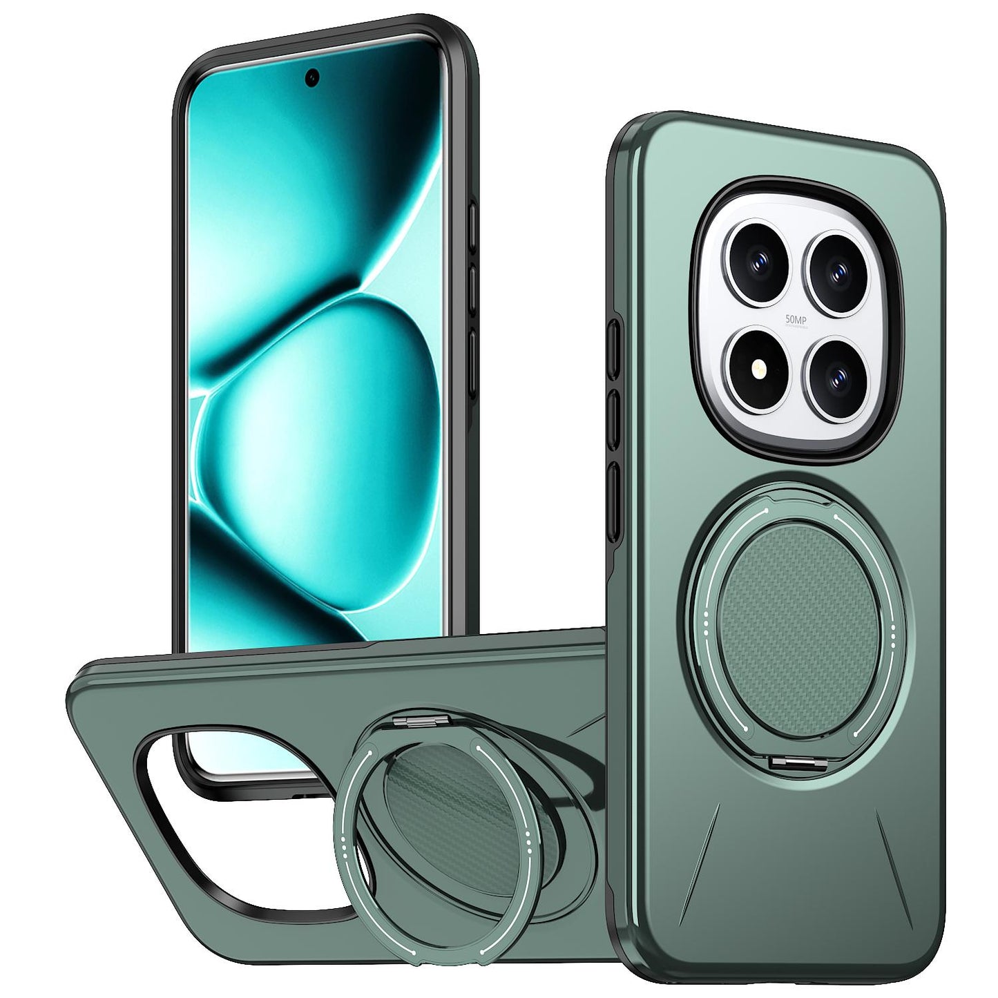 For Redmi Note 15 Pro 5G Global 163.6mm Kalebol Magnetic MagSafe Rotation Holder PC Phone Case(Grey Green)